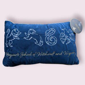 Brand New Harry Potter Hogwarts Pillow Blue w/Gold & White Brand New w Tags